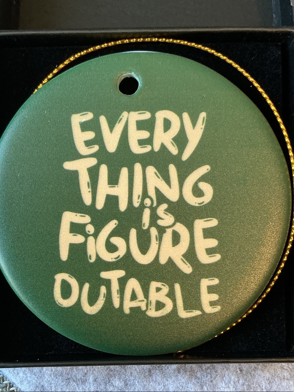 Green Round Ornament with Inspirational White Lettering NWT